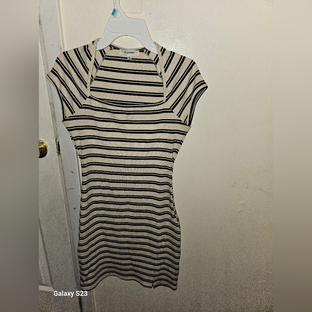 Striped Black and Cream Kids Dress
